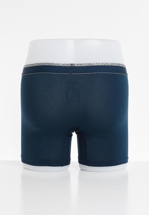 Jockey - Plain cotto stretch long leg trunk - navy 