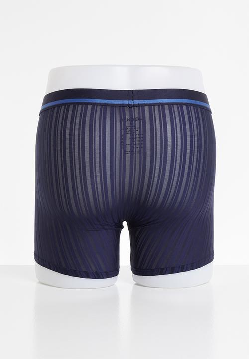 Jockey - 1-pack burnout nylon stripe long leg trunk - navy 