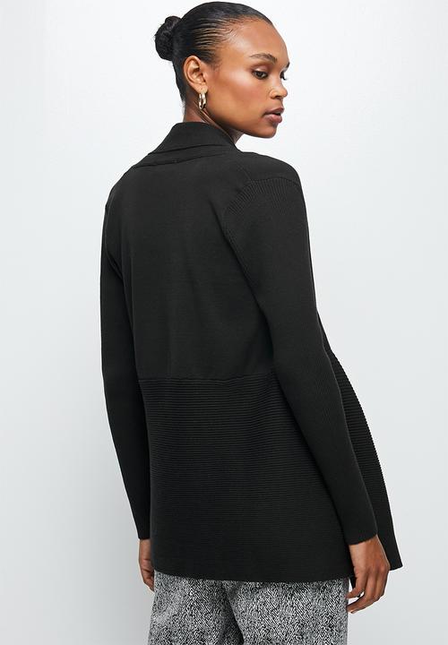 edit - Shaped waterfall cardigan - black