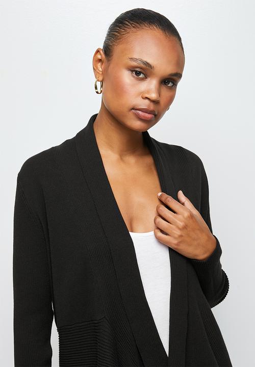 edit - Shaped waterfall cardigan - black