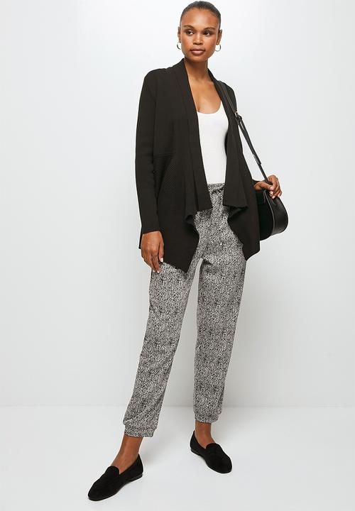 edit - Shaped waterfall cardigan - black