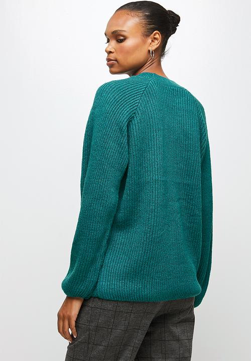 edit - Raglan rib jumper - teal