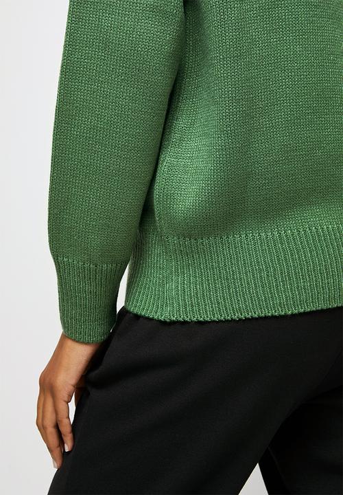 edit - Cabled raglan slouchy jumper - green