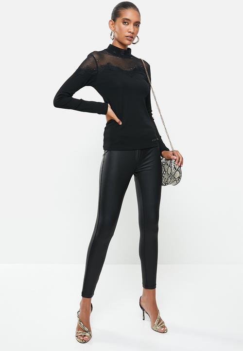 SISSY BOY - Vancy: turtle neck logo with bling mesh - black