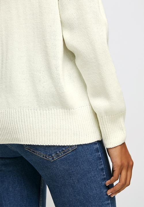 edit - Cabled raglan slouchy jumper - white