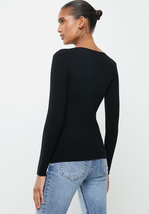 SISSY BOY - Logo knitwear with bling & crochet detailing - black