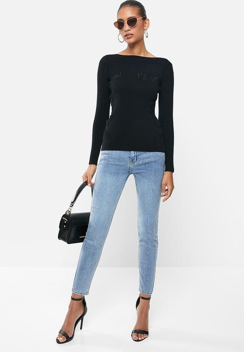 SISSY BOY - Logo knitwear with bling & crochet detailing - black