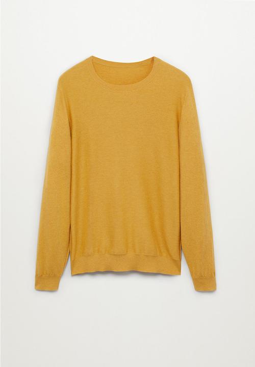 MANGO - Ten Cotton Cashmere-blend  sweater knitwear - mustard yellow