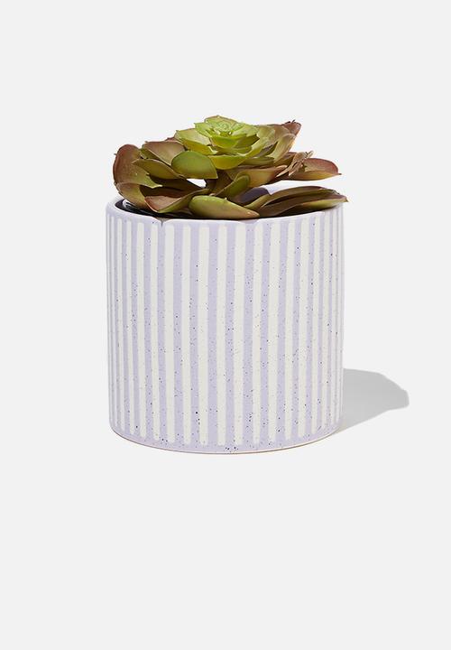 Typo - Midi shaped planter-lilac & ecru stripe