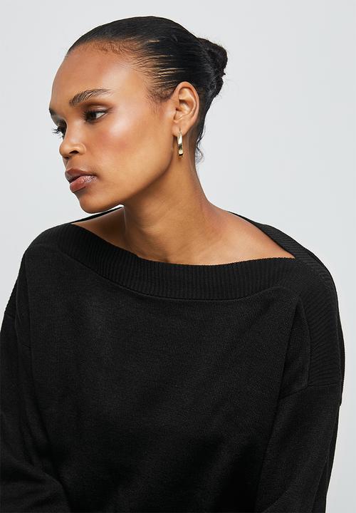 edit - Slash neck jumper - black