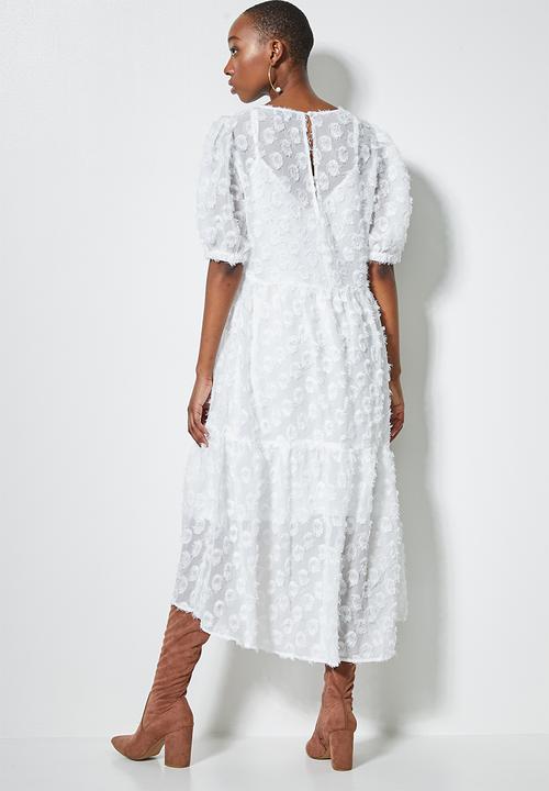 Superbalist - Textured tiered midi dress - white