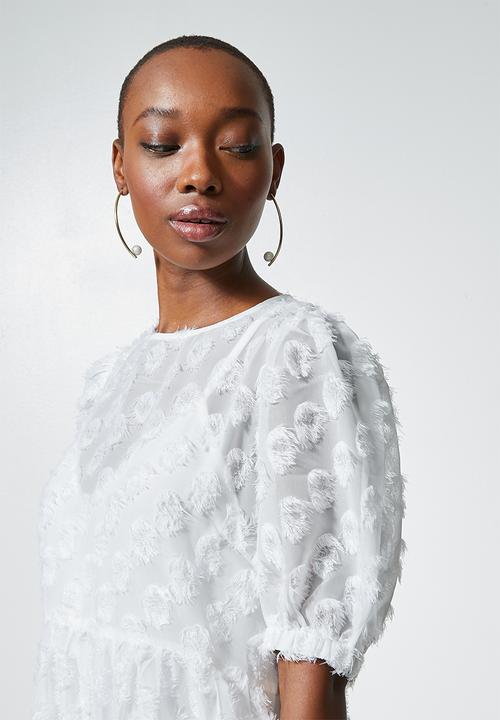 Superbalist - Textured tiered midi dress - white
