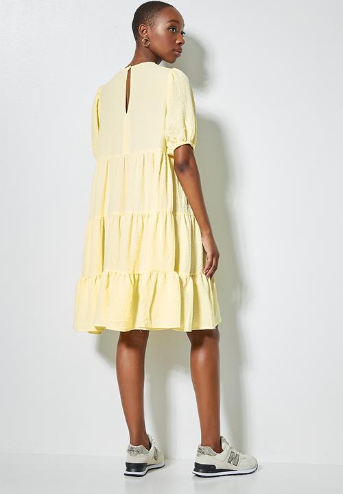 Superbalist - Bubble woven volume mini dress - lemon yellow