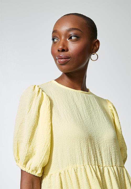 Superbalist - Bubble woven volume mini dress - lemon yellow