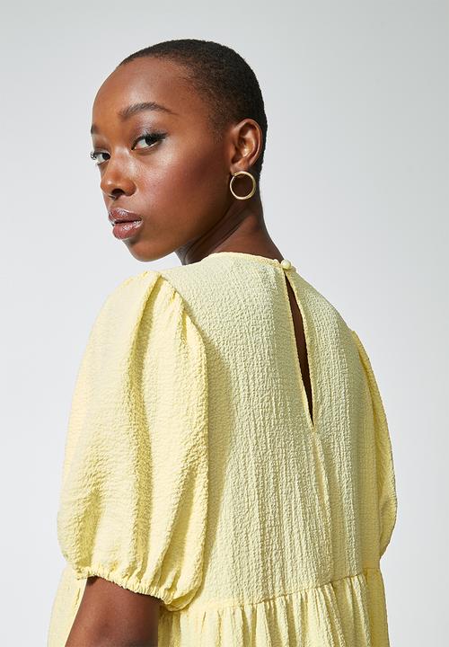 Superbalist - Bubble woven volume mini dress - lemon yellow