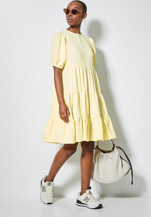 Superbalist - Bubble woven volume mini dress - lemon yellow