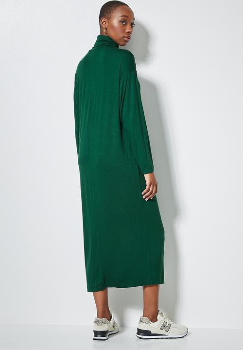 Superbalist - Dropped shoulder poloneck dress - forest green