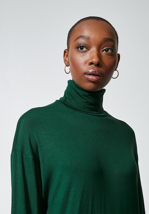 Superbalist - Dropped shoulder poloneck dress - forest green