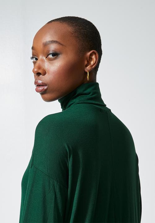 Superbalist - Dropped shoulder poloneck dress - forest green