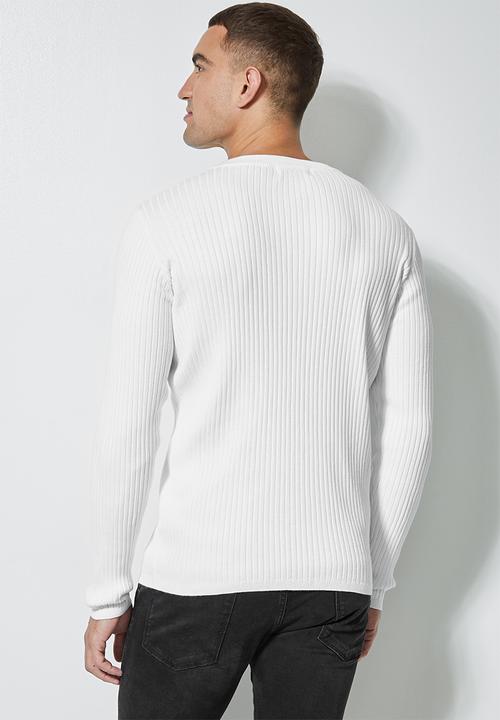 Superbalist - Slim fit ribbed crew neck knit - white