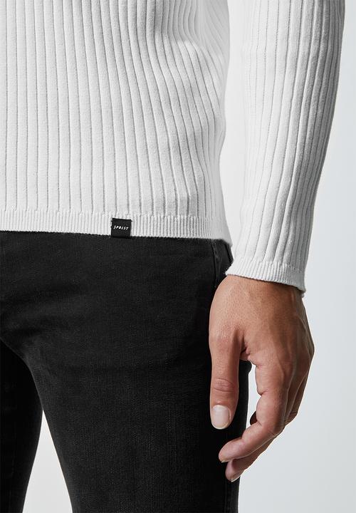 Superbalist - Slim fit ribbed crew neck knit - white