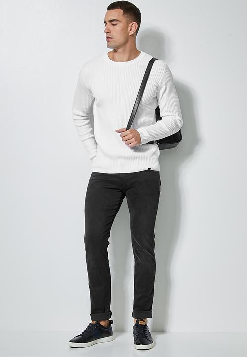 Superbalist - Slim fit ribbed crew neck knit - white