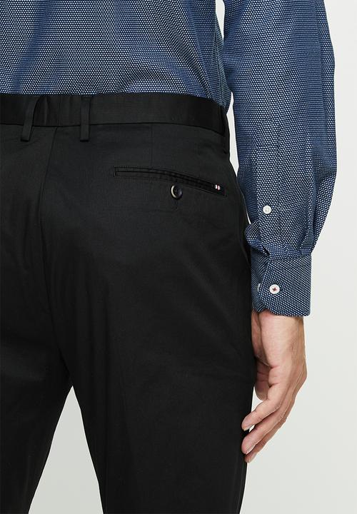 POLO - Mens parker textured stretch flat front trouser - black