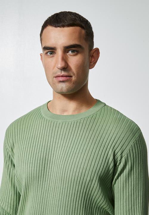 Superbalist - Slim fit ribbed crew neck knit - green