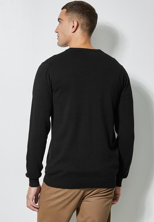 Superbalist - Basic vee neck slim fit knit - black