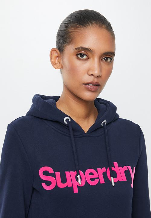 Superdry. - Cl flock hoodie - nautical navy