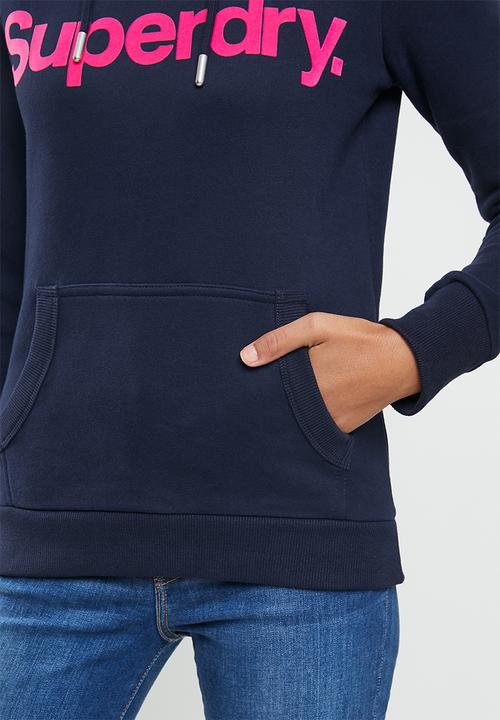 Superdry. - Cl flock hoodie - nautical navy
