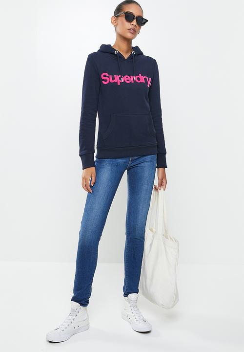 Superdry. - Cl flock hoodie - nautical navy
