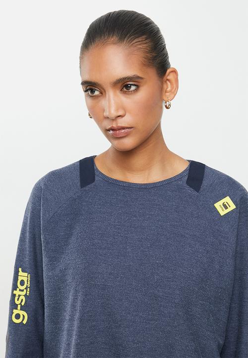 G-STAR - Sleeve print sweater - navy