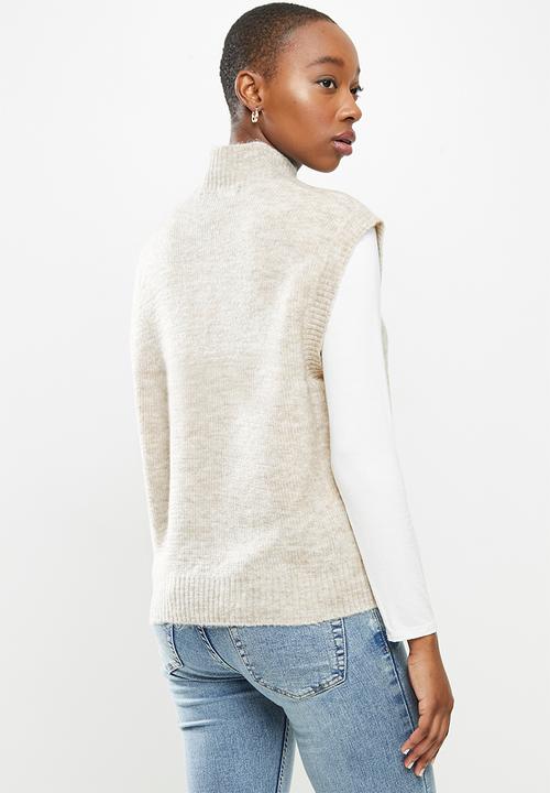 Vero Moda - Lefile sleeveless high neck vest boo - neutral 