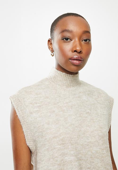 Vero Moda - Lefile sleeveless high neck vest boo - neutral 