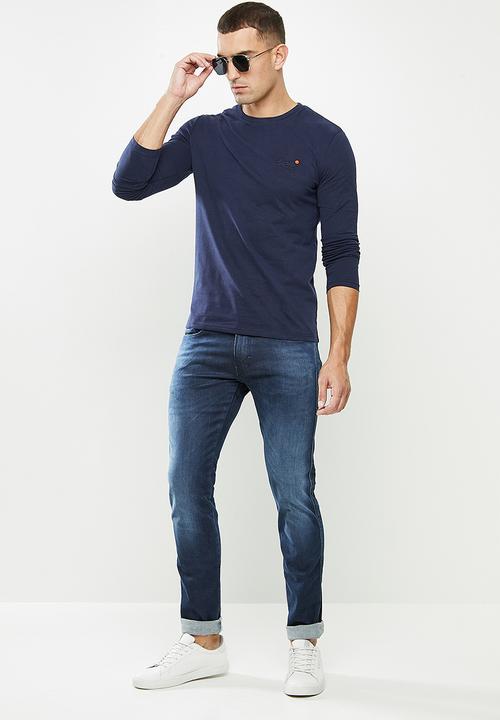Superdry. - Ol vintage emb ls top - navy