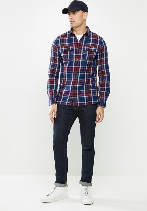Superdry. - Classic lumberjack shirt - blue & red 