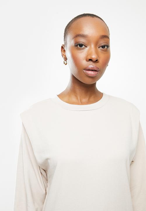 Jacqueline de Yong - Lenka ivy life long sleeve shoulder sweat - stone