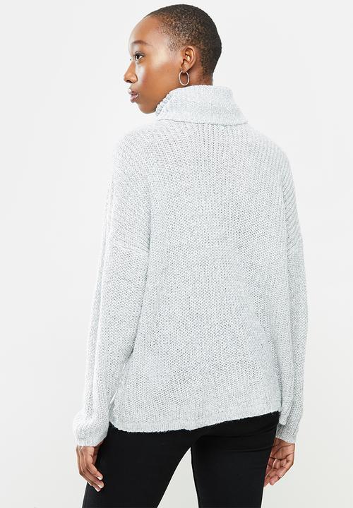 Jacqueline de Yong - Nageem Megan long sleeve roll neck pull knit - grey 