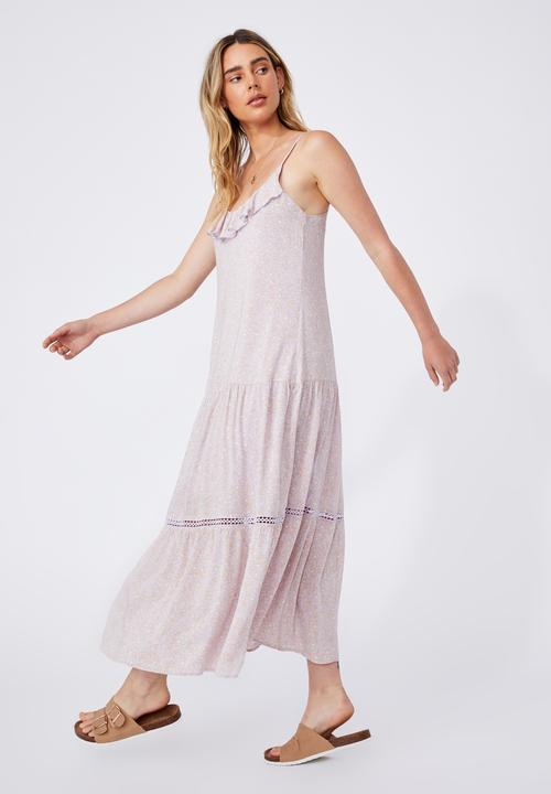 Cotton On - Woven becky strappy ruffle maxi dress - ashlee ditsy lilac bloom