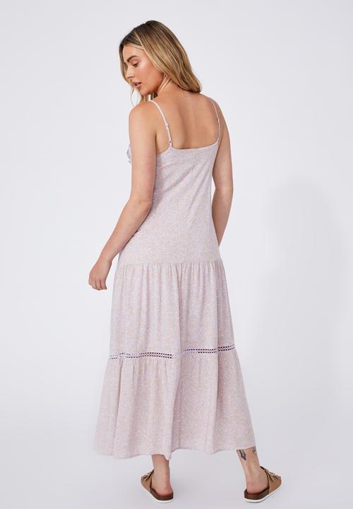 Cotton On - Woven becky strappy ruffle maxi dress - ashlee ditsy lilac bloom