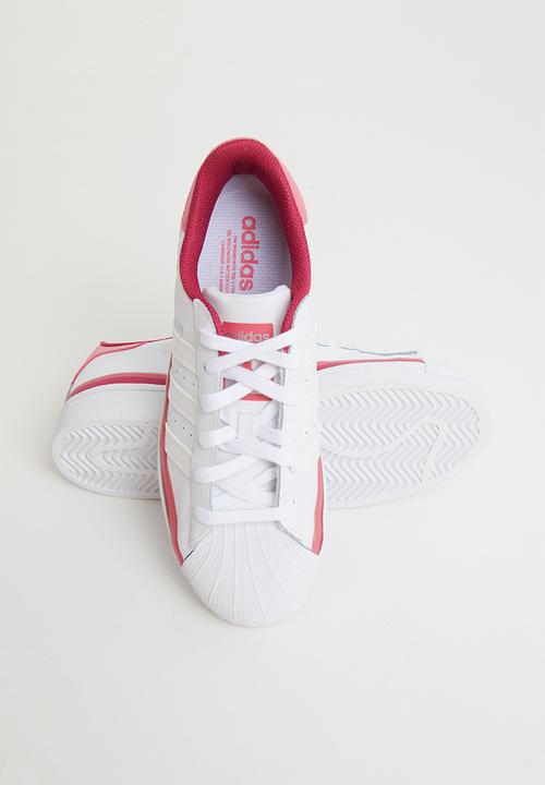 adidas Originals - Superstar j -  white & pink 