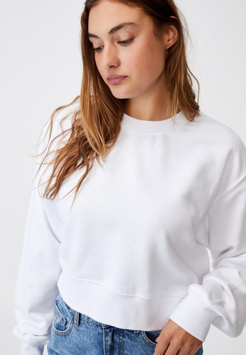 Cotton On - Classic cropped crew - white
