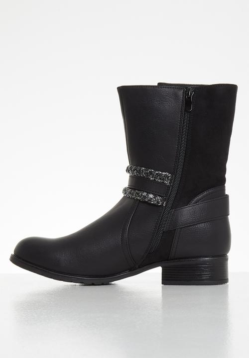 Plum - Olivi mid calf boot - black
