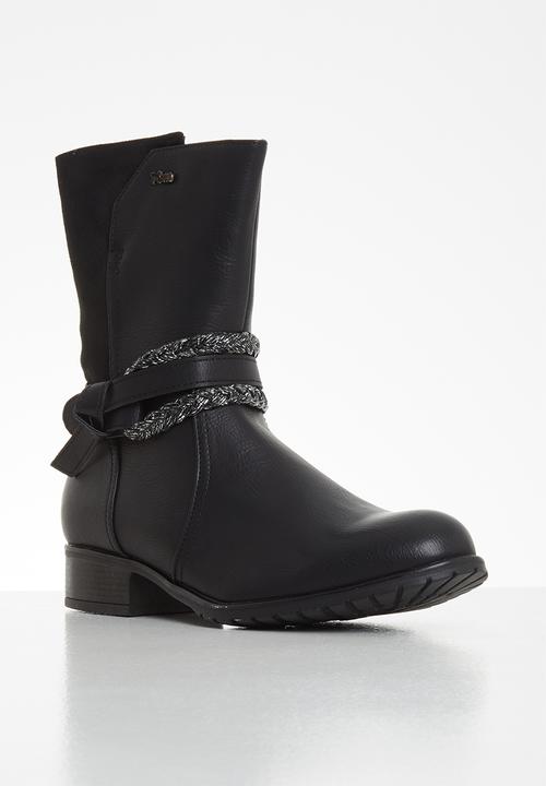 Plum - Olivi mid calf boot - black