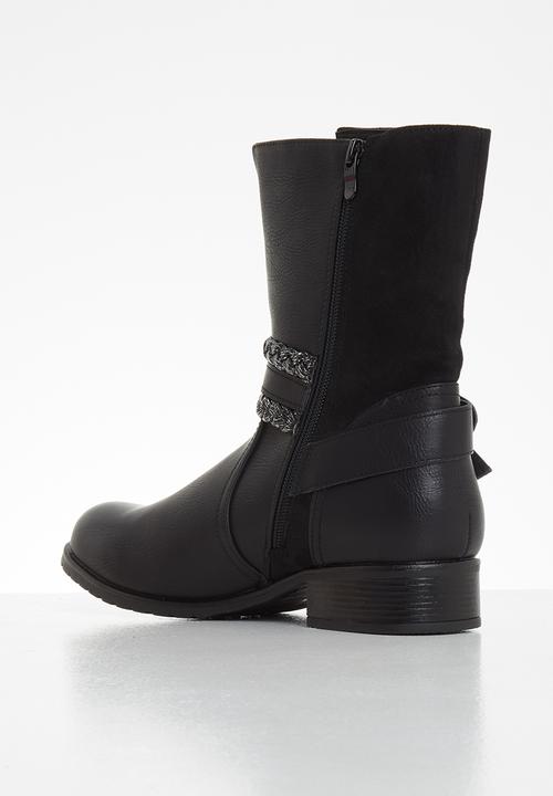 Plum - Olivi mid calf boot - black