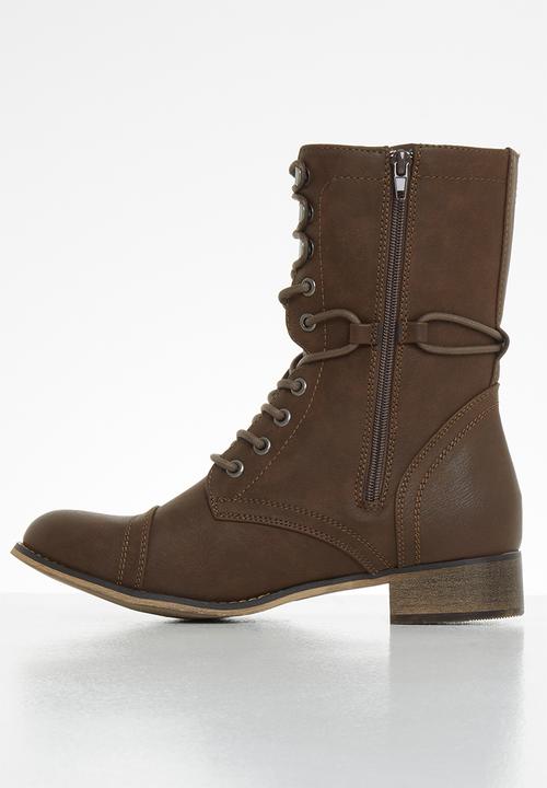 Miss Black - Bon bon 2 mid calf boot - brown 