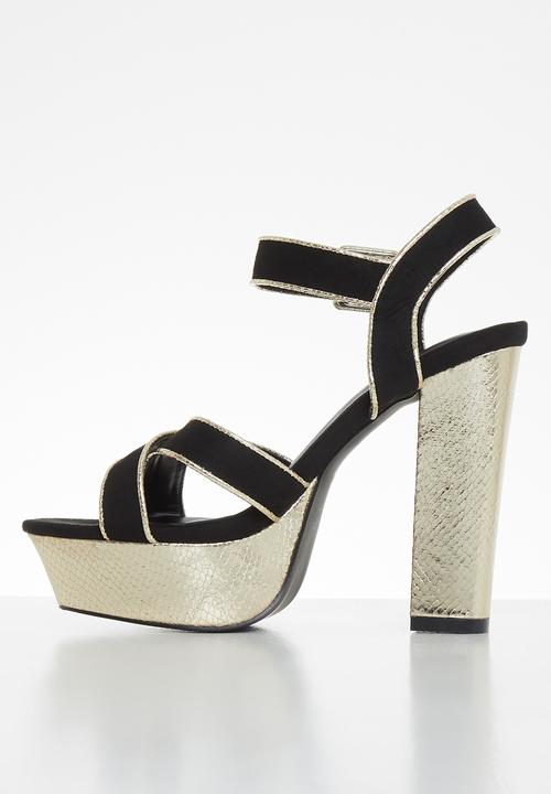 SISSY BOY - Heeled sandals fashioned heel - black and gold