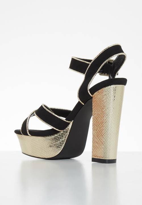 SISSY BOY - Heeled sandals fashioned heel - black and gold