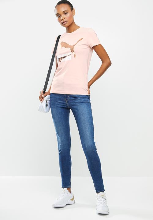 PUMA - Classic logo tee - peach 